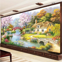New precision printing cross stitch landscape landscape living room large painting European pastoral landscape oil painting Dream home