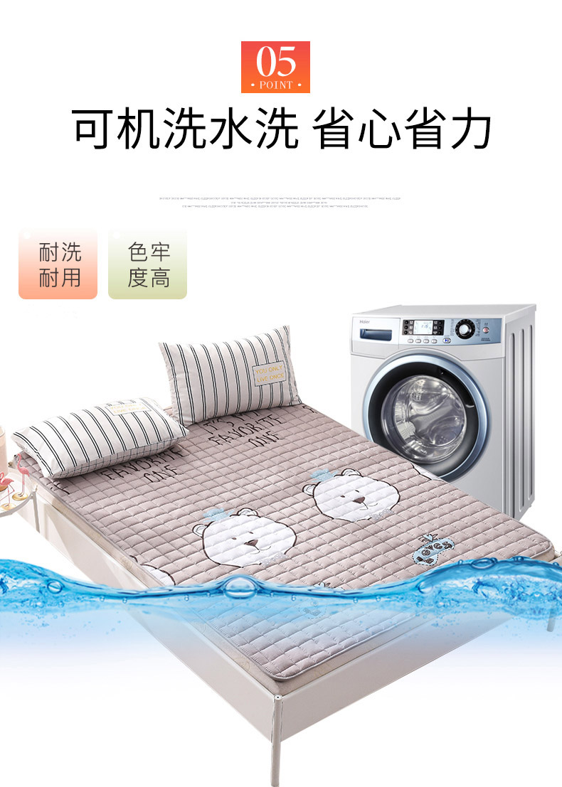mô hình mỏng bông không trượt giường nệm nệm 1.5 / 1.8m mét đệm bảo vệ giường mùa hè cotton pad rửa - Nệm nệm gấp 3