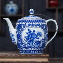 Teapot ceramic single pot large size household tea set gift box set large teapot with filter screen thickened blue and white porcelain under glaze