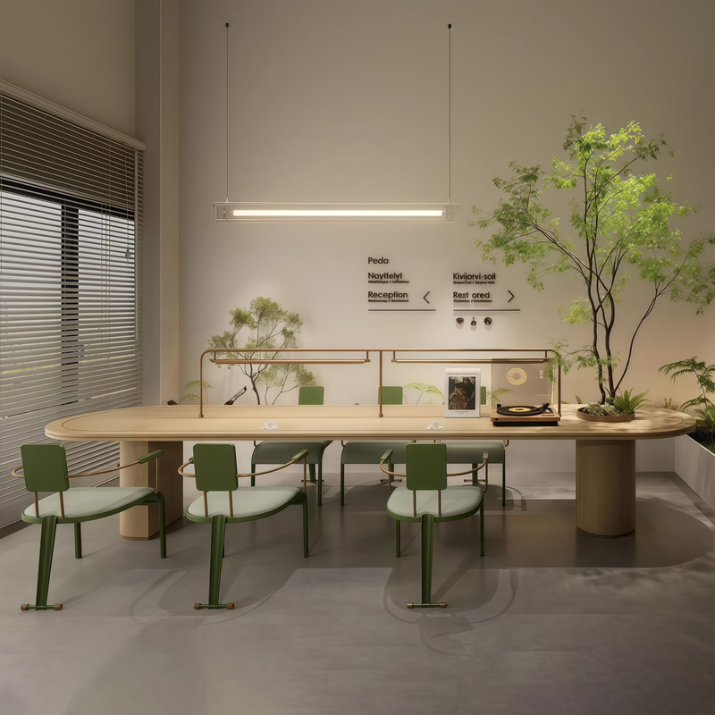 Modern Minimalist Solid Wood Reading Table, Hotel Sales Office Negotiation Area Long Table, Mezzanine Entertainment Area Desk and Chair Set