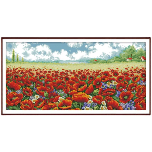 Поппи Blossom Sea Cross Stitch 2024 Новая линейная вышивка гостиная большая ландшафтная рисоваем сами вышитый дом в европейском стиле ручной работы ручной работы