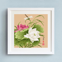 Ancient Wind Lotus cross stitch self-embroidered 2021 New thread embroidery small pieces ancient famous painting living room small handmade