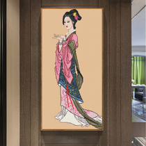 Cross-stitch antique style 2021 New thread embroidery living room small woman figure own embroidery beauty Chinese style simple handmade