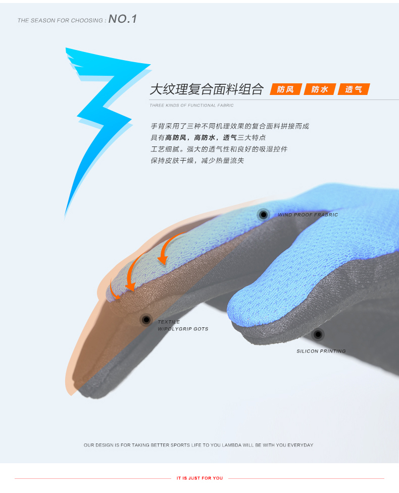 Gants de cyclisme homme LAMBDA - Ref 2245895 Image 8