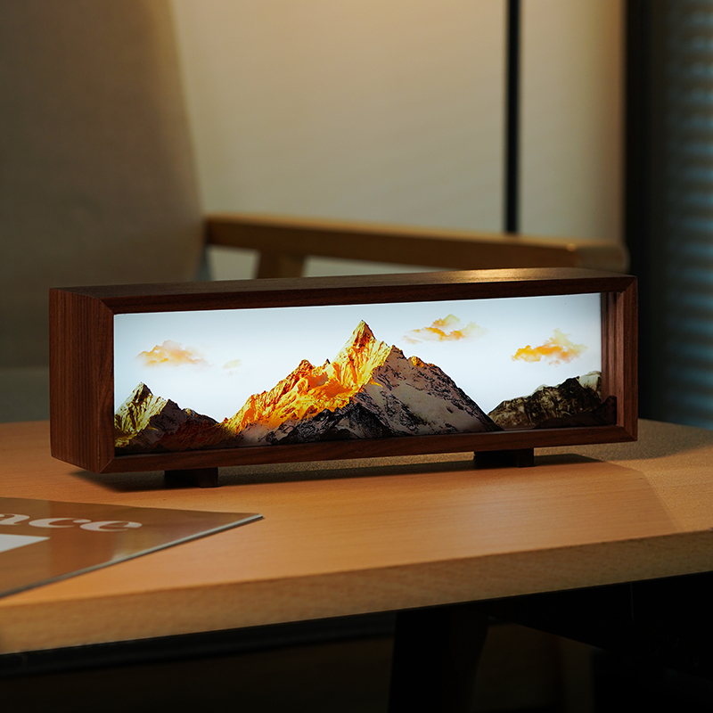 Meri Snow Mountain Sunshine Golden Mountain Atmosphere Lamp Walnut Teacher's Day Ornament Tv Cabinet Housewarming Gift Moving Meri Snow Mountain Sunshine Golden Mountain Atmosphere Lamp Walnut Teacher's Day Ornament Tv Cabinet Housewarming Gift Moving
