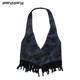 New product special offer Fairyfair genuine blue embroidered lace fringed high-end halter vest vest for women