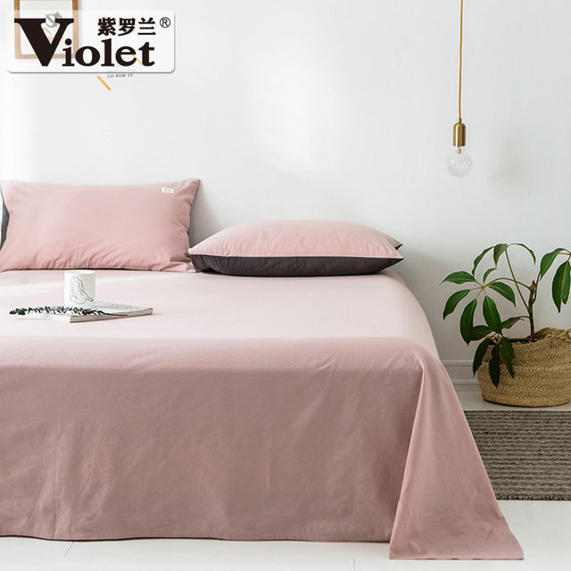 Violet cotton washed cotton sheets single pieces pure cotton single and double students dormitory beds 1.5 ແມັດ 1.8 ແມັດ ຜ້າປູບ່ອນນອນ