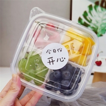 Stir-fried Yogurt Box Packaging Box Disposable Equally Divided Transparent Conjoined Four-Grid Takeaway Lunch Box Lunch Box Square