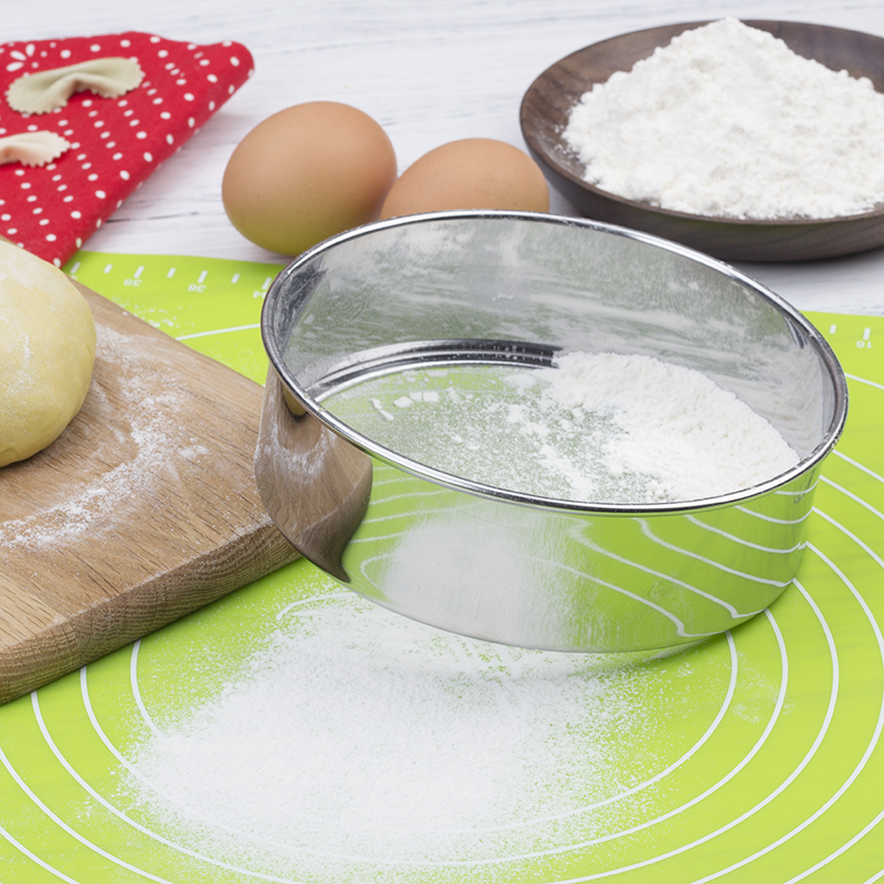 Stainless steel round flour sieve Powdered sugar sieve 60 mesh fine sieve Flour tart liquid Bread making utensils Baking tools