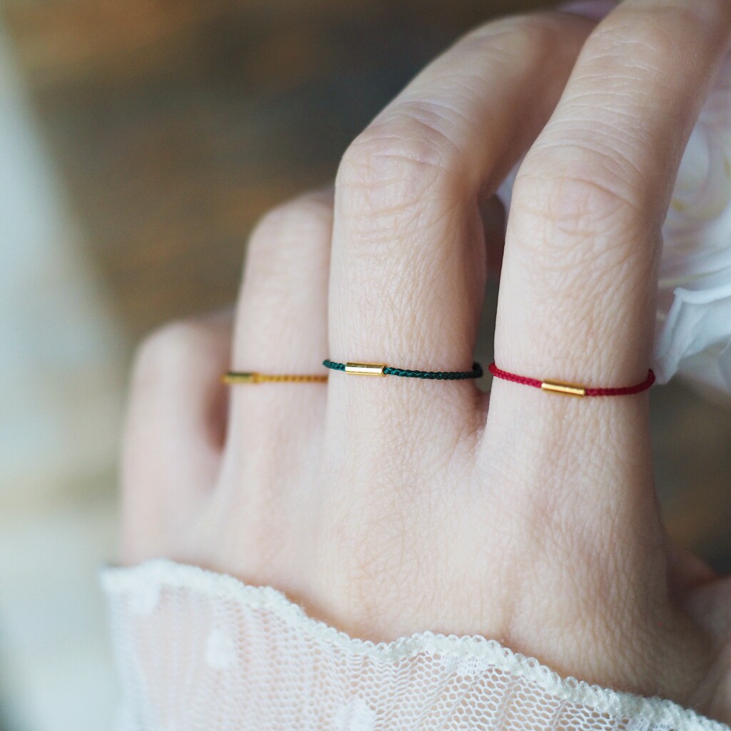 Adjustable hand-woven red rope ring ring 999 pure gold one-word ring transfer beads gift for men and women couples