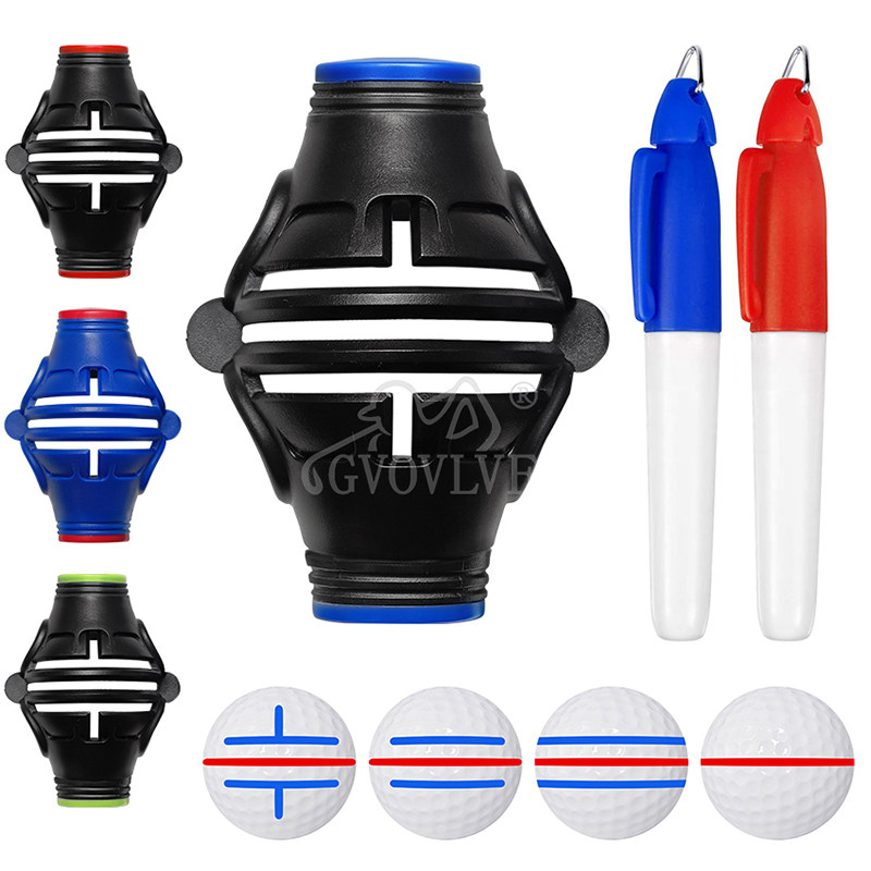 高尔夫划线器360度旋转三线T型轮胎球瞄准画球器golf用品赠送2笔