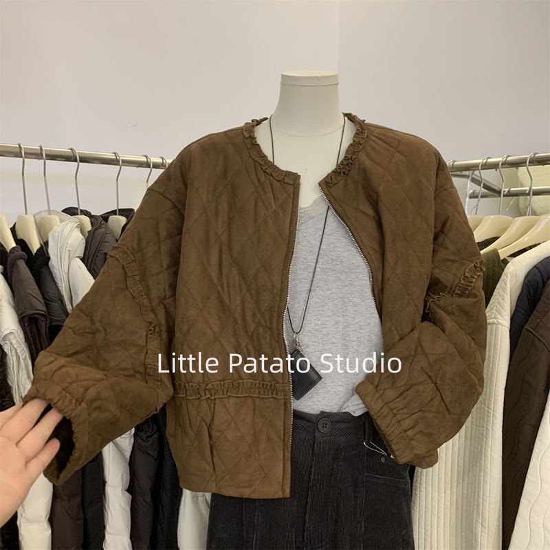 Korean-Style High-End Lace Collar Suede Cotton-Padded Jacket for Women, Short Lightweight Cotton Coat, Thickened Double-Layer Cotton Jacket Korean-Style High-End Lace Collar Suede Cotton-Padded Jacket for Women, Short Lightweight Cotton Coat, Thickened Double-Layer Cotton Jacket