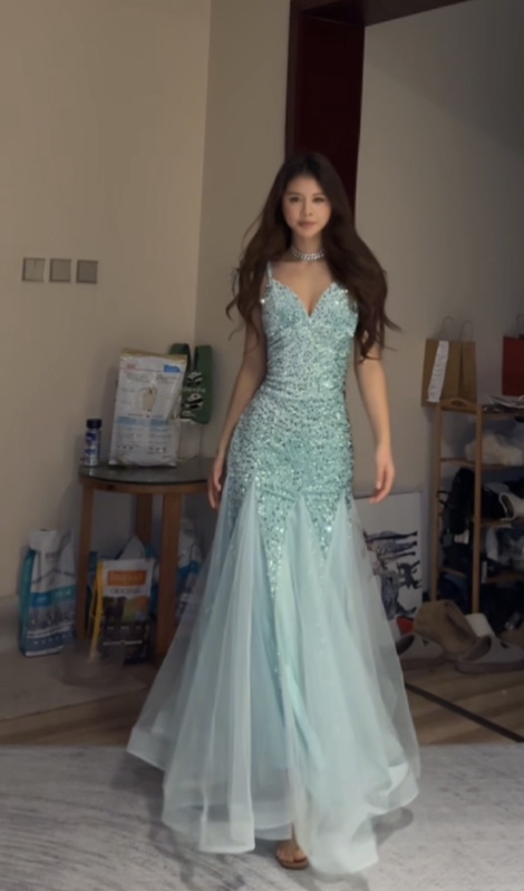 European and American New Sexy Multi-Color Sequin Dress for Foreign Trade, Banquet, Coming-Of-Age Ceremony, Spaghetti Strap, Art Exam Quality Dress