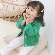 Baby coat spring and autumn 2021 new Korean childrens clothing girls  tops foreign style pure cotton boys denim windbreaker tide