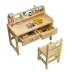 Bàn học cho trẻ em bằng gỗ đặc có thể nâng và hạ học sinh viết bàn và ghế đặt bàn thông bàn cho trẻ em - Bàn Bàn