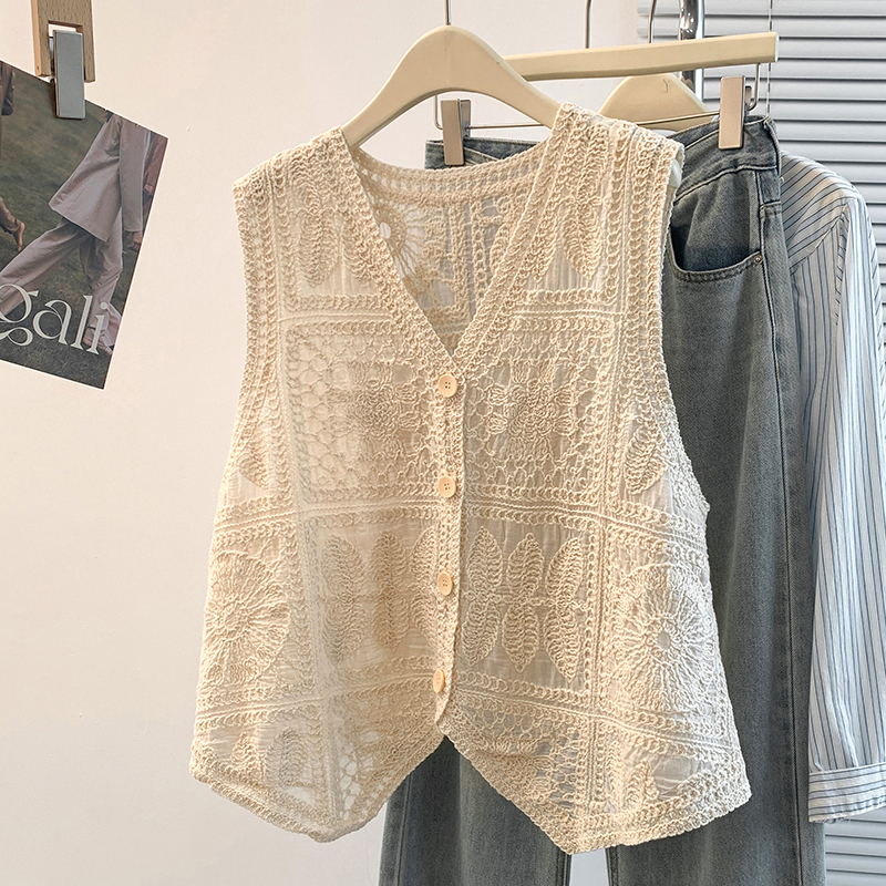 Spring New Bohemian Jacquard High-End Versatile Age-Reducing Layered Vest Cardigan Top Spring New Bohemian Jacquard High-End Versatile Age-Reducing Layered Vest Cardigan Top