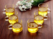 Heat-resistant glass teacup with handle thickened flower tea cup Tea cup Kung Fu Tea cup Transparent tea cup Mouth cup