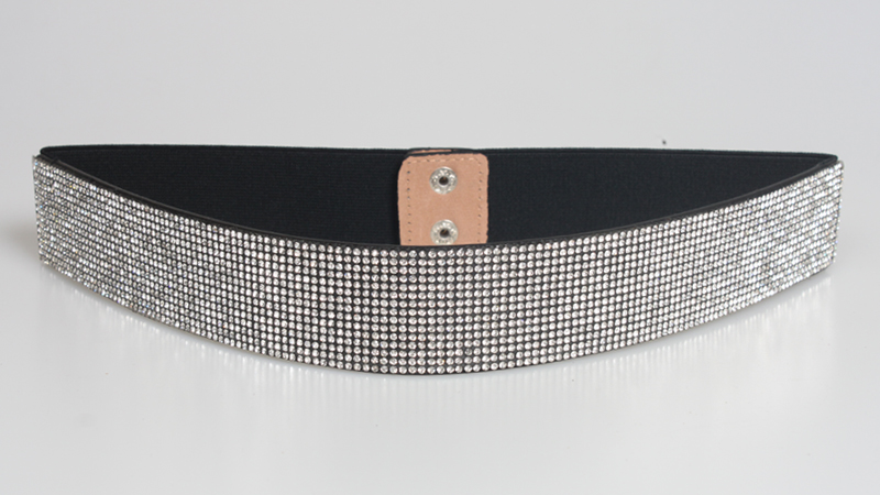 Korean Fashion Bling Handmade Rhinestone Inlaid Elastic Elastic Waist Seal Women's Skirt  Wide Belt Women display picture 4