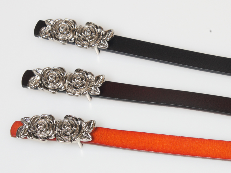 Fashion Solid Color Leather Flowers Thin Belt Wholesale display picture 1