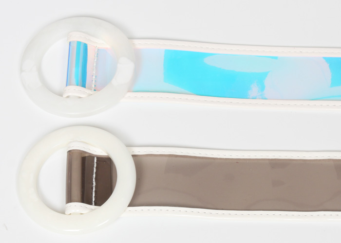 Fashion Laser Transparent Round Buckle Belt display picture 4