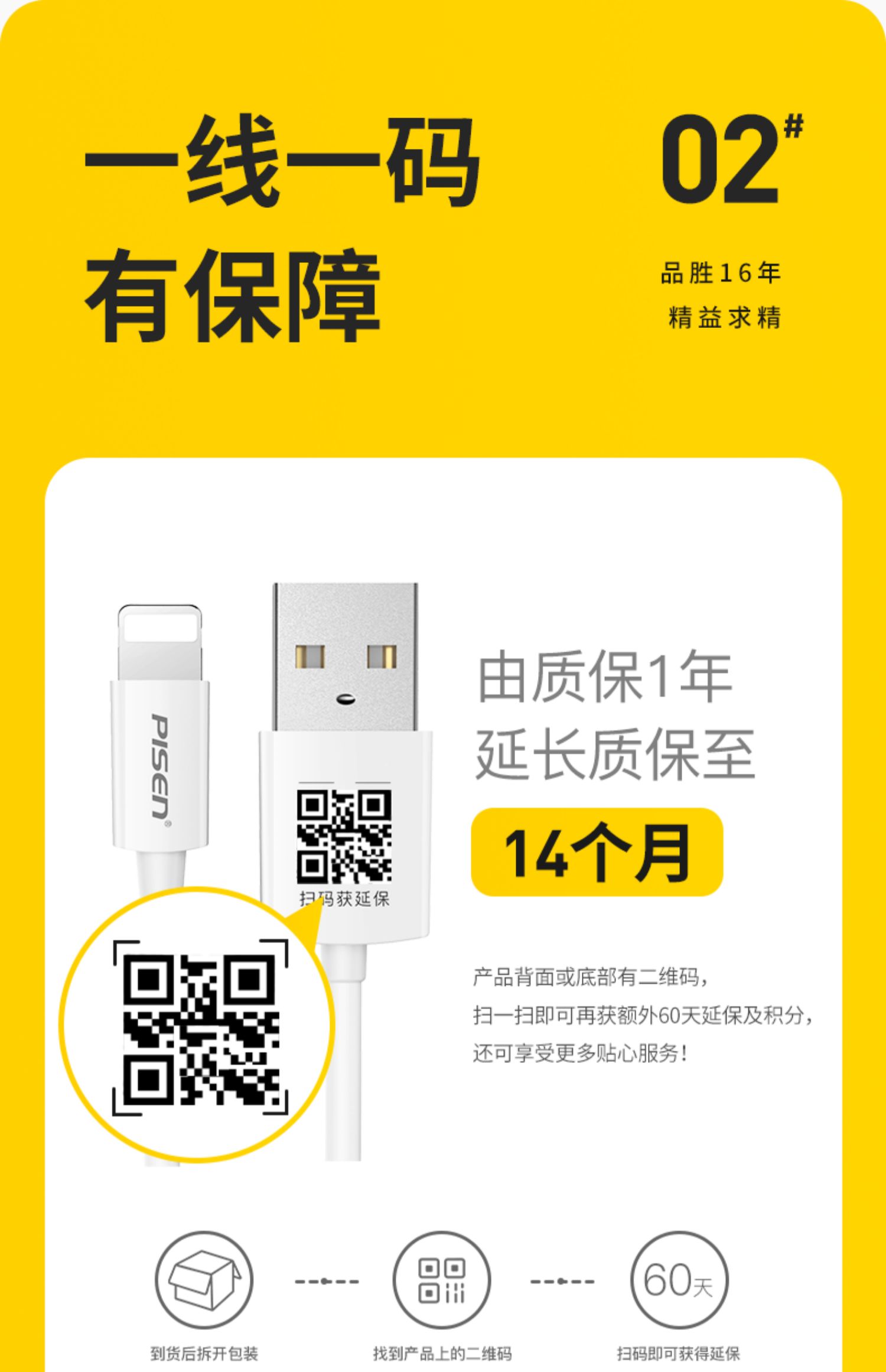 品胜 iPhone Lighting数据线 1m 券后14.9元包邮 买手党-买手聚集的地方