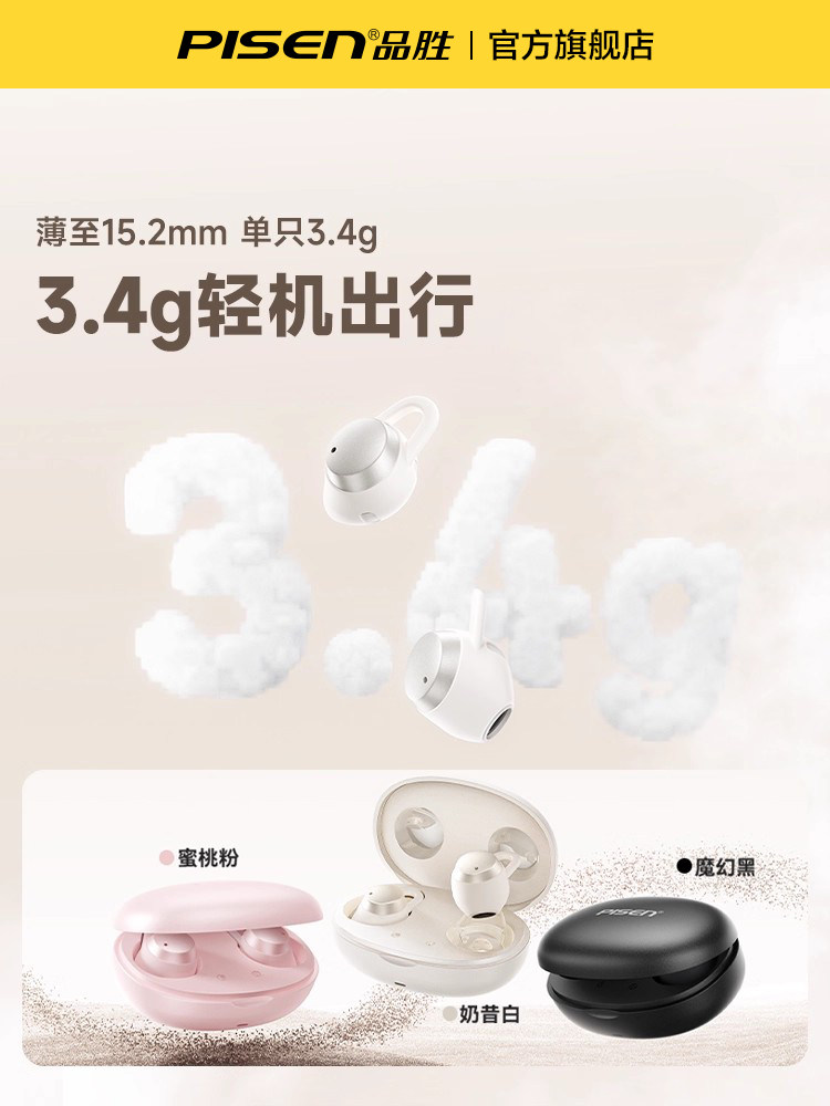 Pinsheng C6 Sleep Bluetooth Headphones with Noise Reduction, Super Sound Isolation, Asmr-Specific for Sleeping, Side Sleeping Without Ear Pressure, Long-Term Wear Without Pain