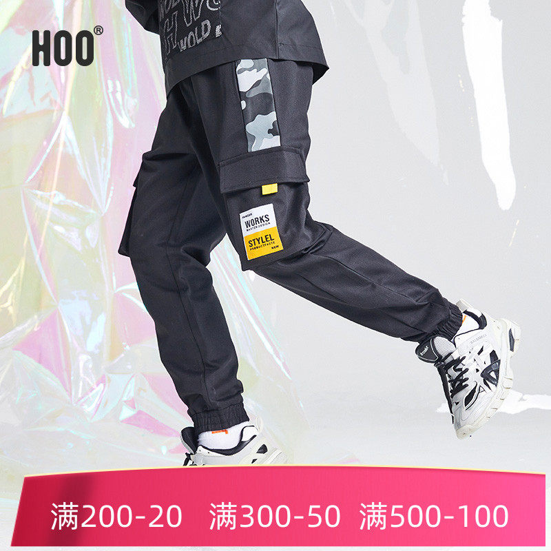 hoo boy pants spring and autumn trousers big children's clothing 170-175 sports pants plus velvet thick winter little boy teenager