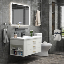Nordic light luxury intelligent square mirror bathroom cabinet Modern simple bathroom cabinet washstand hand washbasin cabinet combination