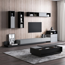 TV cabinet Nordic living room coffee table combination small apartment solid wood retractable TV cabinet modern minimalist combination