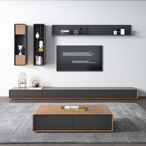 Nordic TV cabinet coffee table combination set Modern simple living room furniture small apartment Black TV cabinet floor cabinet