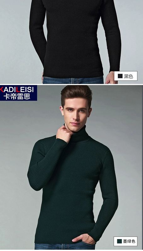 Mùa đông Cao Cổ Áo Len Nam Cao Cổ Đan Hàn Quốc Dày Slim Màu Rắn Đáy Áo Len Áo Len Màu Đen áo len cổ cao nam
