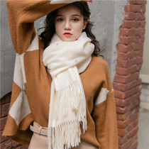 Peijin imitation cashmere scarf women autumn and winter New soft skin embroidery flower tassel long beige shawl