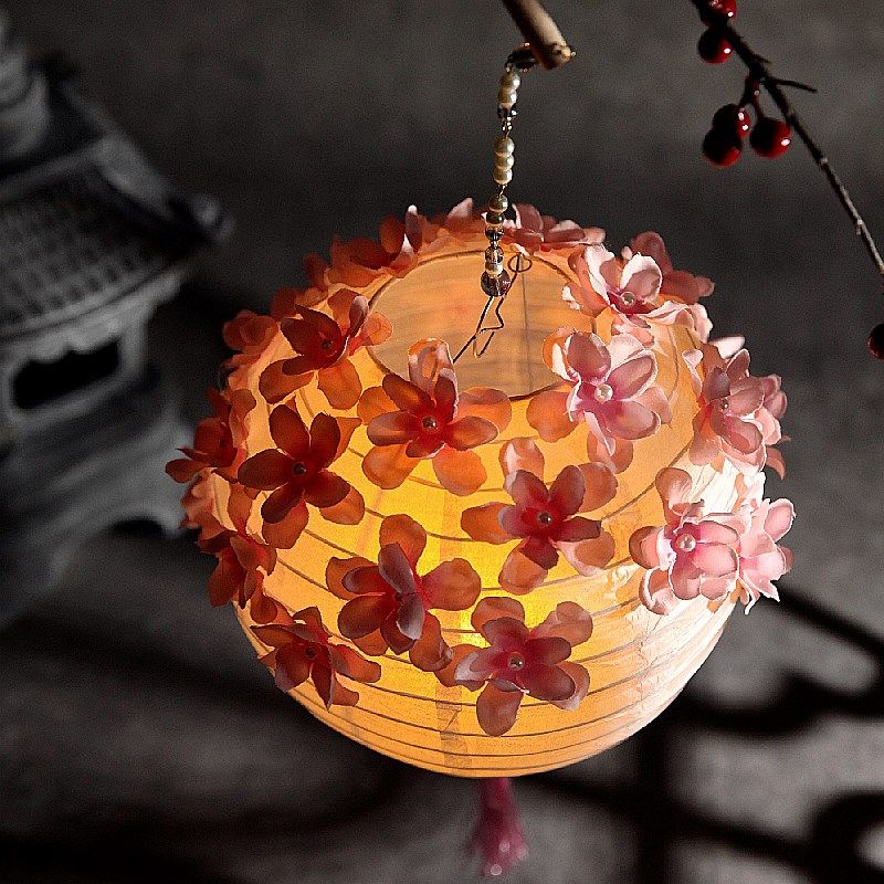 Flowers round lantern petals glow Chinese feng hands to carry out Su New Year Flower Lamp Mid-Autumn Festival