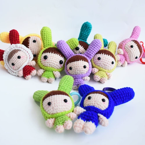 Мультяшный брелок ручной работы, сумка, хлопковый аксессуар с аксессуарами, плетеный кролик, кукла, «сделай сам»