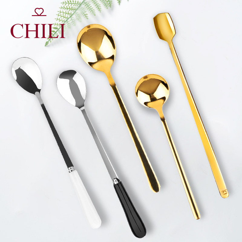 Long handle stirring spoon mug spoon stirring stick creative bar spoon honey milk tea spoon spoon stainless steel coffee spoon
