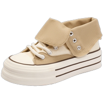 Zhuo Shini 2024 spring and autumn new two-wear high-top canvas shoes for couples thick-soled heightening student casual breathable sneakers