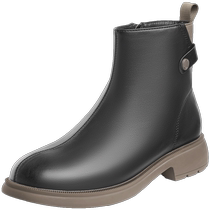 Zhuoshini flat short boots for women 2024 new spring and autumn boots retro British slim boots versatile Chelsea boots