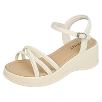 Zhuoshini wedge sandals female fairy style 2024 new summer small fragrance style thick-soled beach shoes platform sole sandals