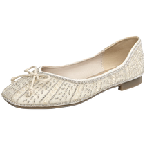 Zhuoshini square toe scoop shoes 2024 summer new style bow rhinestone womens shoes small low heel thick heel rhinestone single shoes