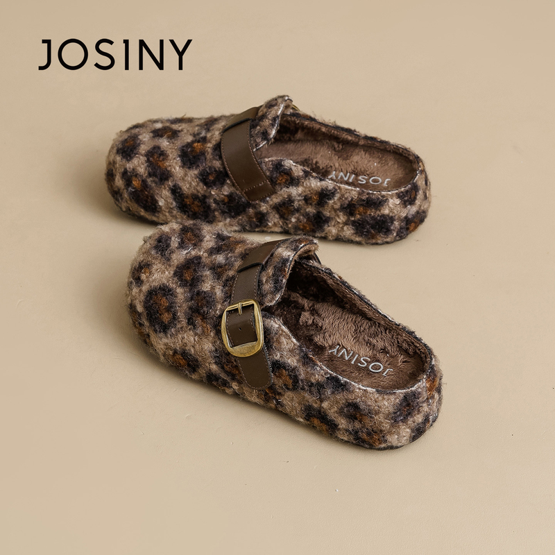 Zhuoshini Leopard Print Birkenstock-Style Slippers for Women, 2026 Winter New Style, Fleece-Lined, Closed-Toe, Slip-On, Outdoor Wear, Lazy Shoes Zhuoshini Leopard Print Birkenstock-Style Slippers for Women, 2026 Winter New Style, Fleece-Lined, Closed-Toe, Slip-On, Outdoor Wear, Lazy Shoes