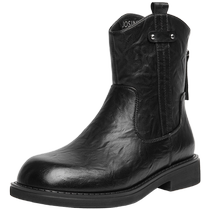 Zhuoshini retro Martin boots thick heel short boots for women 2024 new round head zipper slimming boots short flat boots