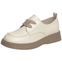 Zhuoshini small leather shoes with skirts and single shoes for women spring and autumn new thick-soled versatile British style round-toe flat shoes for women
