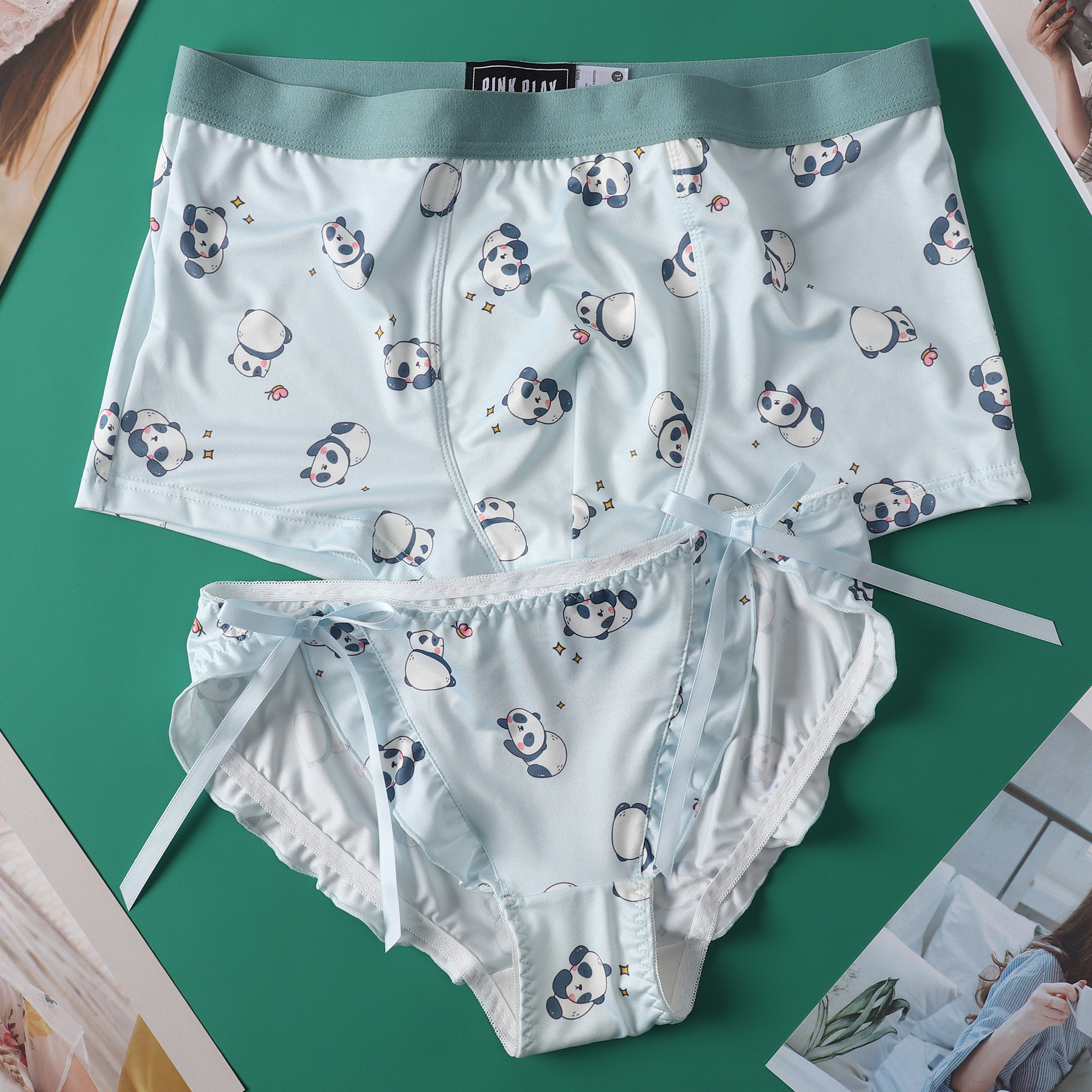 (New Products) Lovers Pants Passion Fire Hot sexy, sweet and beautiful wind One man and one woman lingerie suit pure cotton crotch