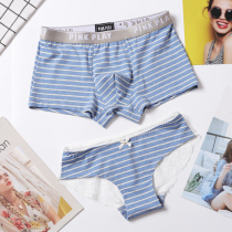 Couple panties cotton double sexy suit cotton mens boxer pants Womens low waist briefs summer thin section