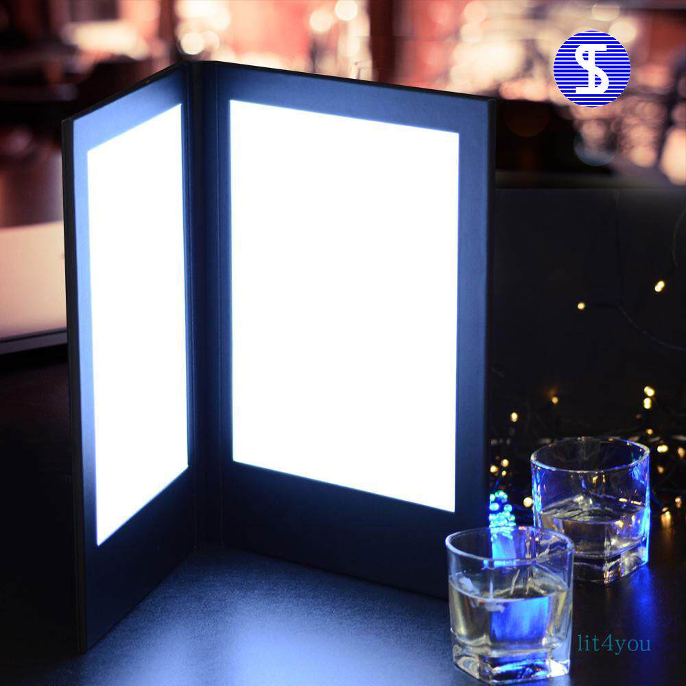 Hot sell A4 Wine Water Plate Bigoluminescent LED Dining plate This hotel Bar Point Menu Customize 2 optional