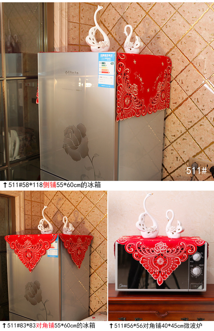 Vải châu Âu thêu tủ lạnh che bảo vệ bìa vườn khăn đôi cửa tủ lạnh bìa ren bụi vải áo điều hoà nhật bản