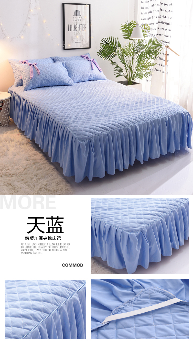 Công chúa Hàn Quốc lá dày bông giường bedspread váy sen ren một mảnh rắn không trượt nệm bìa bảo vệ 1.8m - Váy Petti váy giường khách sạn