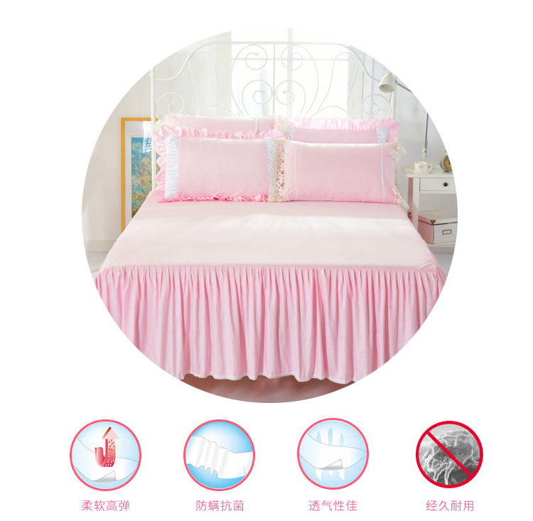 Phiên bản tiếng Hàn của công chúa váy liền thân màu đơn mảnh ren giường trải giường 1,5 ga trải giường Simmons váy giường khách sạn
