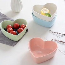 Creative candy color Love Bowl ceramic heart shaped baking bowl salad bowl dessert bowl soup bowl pudding bowl pudding bowl baking mold