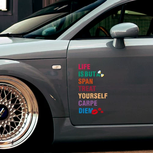Жизнь коротка, наклейки на автомобиль carpe diem, прекрасная жизнь, любовь, наклейки на английские двери, наклейки для украшения заднего стекла